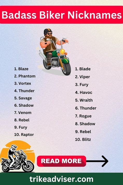 badass biker names|bike nicknames male.